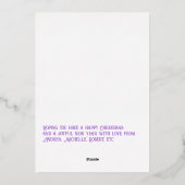 ラベンダー＆ゴールドのギンガムクリスマスホリデー写真 箔シーズンカード (裏面)