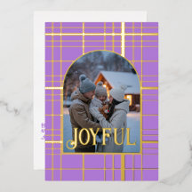 ラベンダー＆ゴールドのギンガムチェックのクリスマスホリデーフォト