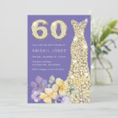 ラベンダー&サンシャイン金ゴールドガウン60thバースデーパーティー 招待状 (スタンド正面)