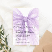 ラベンダー シアー ボウ エレガント ベビーシャワー 招待状