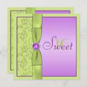 ラベンダー&シャルトリュースSweet sixteen招待状 招待状 (正面/裏面)