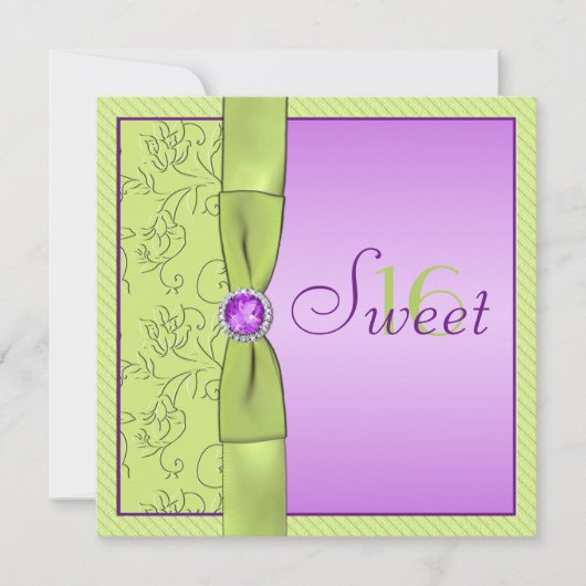 ラベンダー&シャルトリュースSweet sixteen招待状 招待状 (正面)