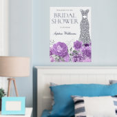 ラベンダー&シルバーブライダルシャワーラージウェルカムサイン 箔ポスター (インサイチュ (寝室))