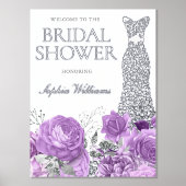 ラベンダー&シルバーブライダルシャワーラージウェルカムサイン 箔ポスター (正面)