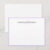 ラベンダー・シンプル・チックミニマリスト・モノグラム名 ノートカード (正面/裏面)