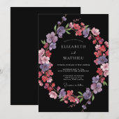 ラベンダー スイカズラの彩りある植物の結婚式 招待状 (正面/裏面)