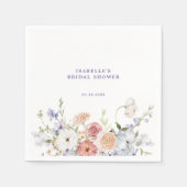 ラベンダー スプリング フラワーブライダルシャワー スタンダードカクテルナプキン (正面)