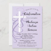 ラベンダー スワール 十字確認招待状 招待状 (正面)