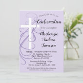 ラベンダー スワール 十字確認招待状 招待状 (スタンド正面)