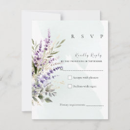 ラベンダー＆セージグリーン ウォーターカラー RSVP カード