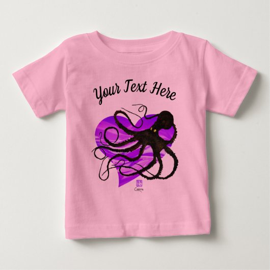 ラベンダー❤タコ – Tutu Bodysuit ベビーTシャツ (正面)