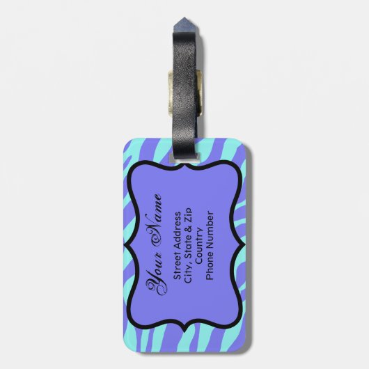 ラベンダー&ターコイズゼブラ&チータピンクフラワー ラゲッジタグ (裏面縦)