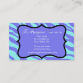 ラベンダー&ターコイズゼブラ&ヒョウスタイリッシュスキン 名刺 (裏面)