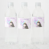 ラベンダー ターコイズ ゴールドの誕生日王女様 ペットボトルラベル (ボトル)