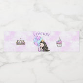 ラベンダー ターコイズ ゴールドの誕生日王女様 ペットボトルラベル (シングルラベル)