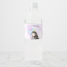 ラベンダー ターコイズ ゴールドの誕生日王女様 ペットボトルラベル
