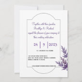 ラベンダー・ダスティ・パープル、植結婚物学の 招待状 (裏面)