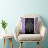 ラベンダー、ダマスク、ブラック水玉模様 クッション (椅子)