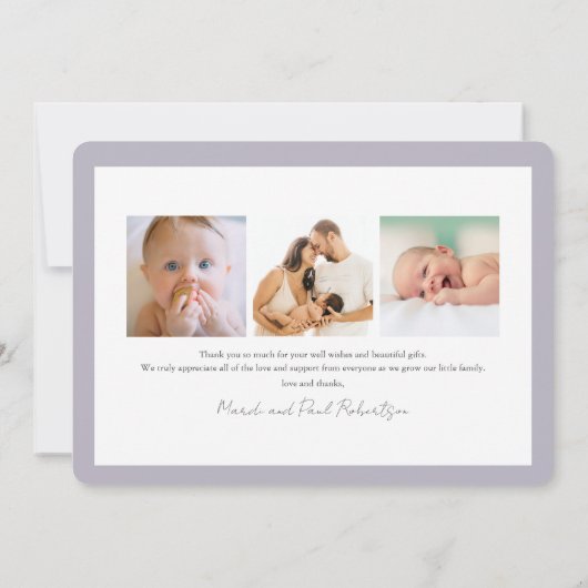 ラベンダー&デイジーガール写真誕生のお知らせ 招待状 (裏面)