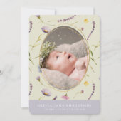 ラベンダー&デイジーガール写真誕生のお知らせ 招待状 (正面)