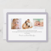 ラベンダー＆デイジー ガール フォト 出生発表カード 招待状 (裏面)