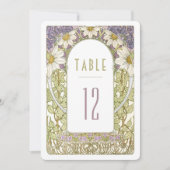 ラベンダー デイジー テーブル ナンバー ヴィンテージ アールヌーヴォー 招待状 (正面)