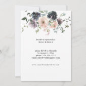 ラベンダー、ネイビー、＆ ブラッシュピンクの花の ブライダルシャワー 招待状 (裏面)
