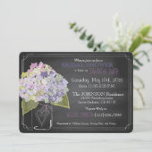 ラベンダー ハイドランジア ジャー ブラックボード ブライダル シャワー 招待状 (スタンド正面)