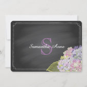 ラベンダー ハイドランジア ジャー ブラックボード ブライダル シャワー 招待状 (裏面)