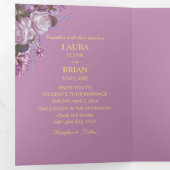 ラベンダー、バラ、ライラック結婚ズ 三つ折りカード (内部最初)