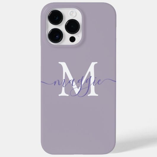 ラベンダー・パステル・スクリプト・モノグラム・カスタムネーム Case-Mate iPhoneケース (裏面)