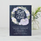ラベンダー+パンプキン+ネイビーの結婚式前ウェディングシャワー 招待状 (スタンド正面)