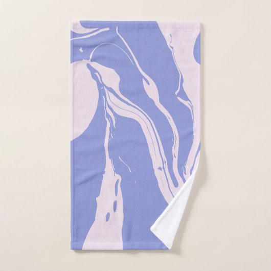 ラベンダー パープルとピンクの抽象的な大理石アート バスタオルセット (ハンドタオル)