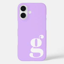 ラベンダー+パープルのシンプルモノグラム iPhone 16ケース