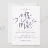 ラベンダー・パープルの結婚式招待状 | ブラッシュスクリプト 招待状 (正面)