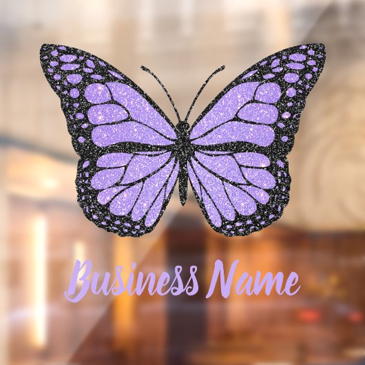 ラベンダー パープルの蝶のロゴ ウィンドウ シール ウィンドウサイン (シート2)
