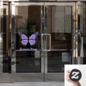 ラベンダー パープルの蝶のロゴ ウィンドウ シール ウィンドウサイン (オフィスドア)