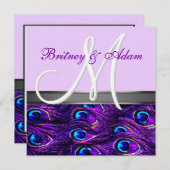 ラベンダー&パープルピーコック結婚式招待状 招待状 (正面/裏面)