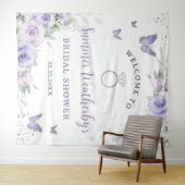 ラベンダー パープルライラック フローラル ブライダル シャワー ウェルカム タペストリー (インサイチュ(横))