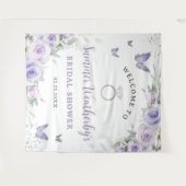 ラベンダー パープルライラック フローラル ブライダル シャワー ウェルカム タペストリー (正面(横))