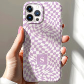 ラベンダー パープル ウェーブ チェック モノグラム Case-Mate iPhoneケース