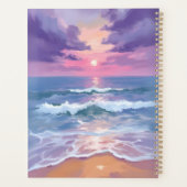 ラベンダー パープル ビーチ 日没 水彩画 プランナー手帳 (裏面)