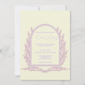 ラベンダー パープル ピンク ベージュ フラワーボヘミア ウェディング 招待状 (正面)