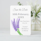 ラベンダー パープル フラワル セーブ・ザ・デート 招待状 (スタンド正面)