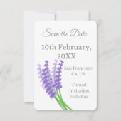 ラベンダー パープル フラワル セーブ・ザ・デート 招待状 (正面)