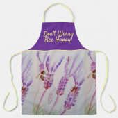 ラベンダー・パープル・フローラ・アート・ドン・ワリー・ビー・ハッピー エプロン (正面)