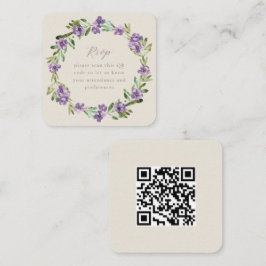 ラベンダー パープル ボタニカル リース QR コード  RSVP   エンクロージャーカード