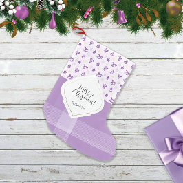 ラベンダー パープル ヴィンテージ クリスマス オーナメント タータンチェック スモールクリスマスストッキング