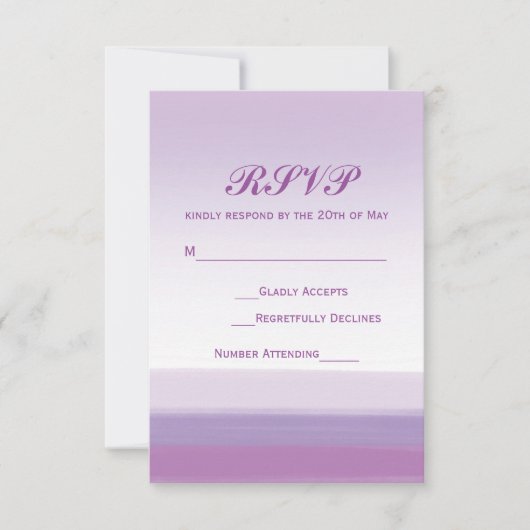 ラベンダー パープル 水彩 結婚式 RSVP カード (正面)