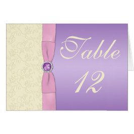 ラベンダー、ピンクおよびアイボリーのテーブル数カード